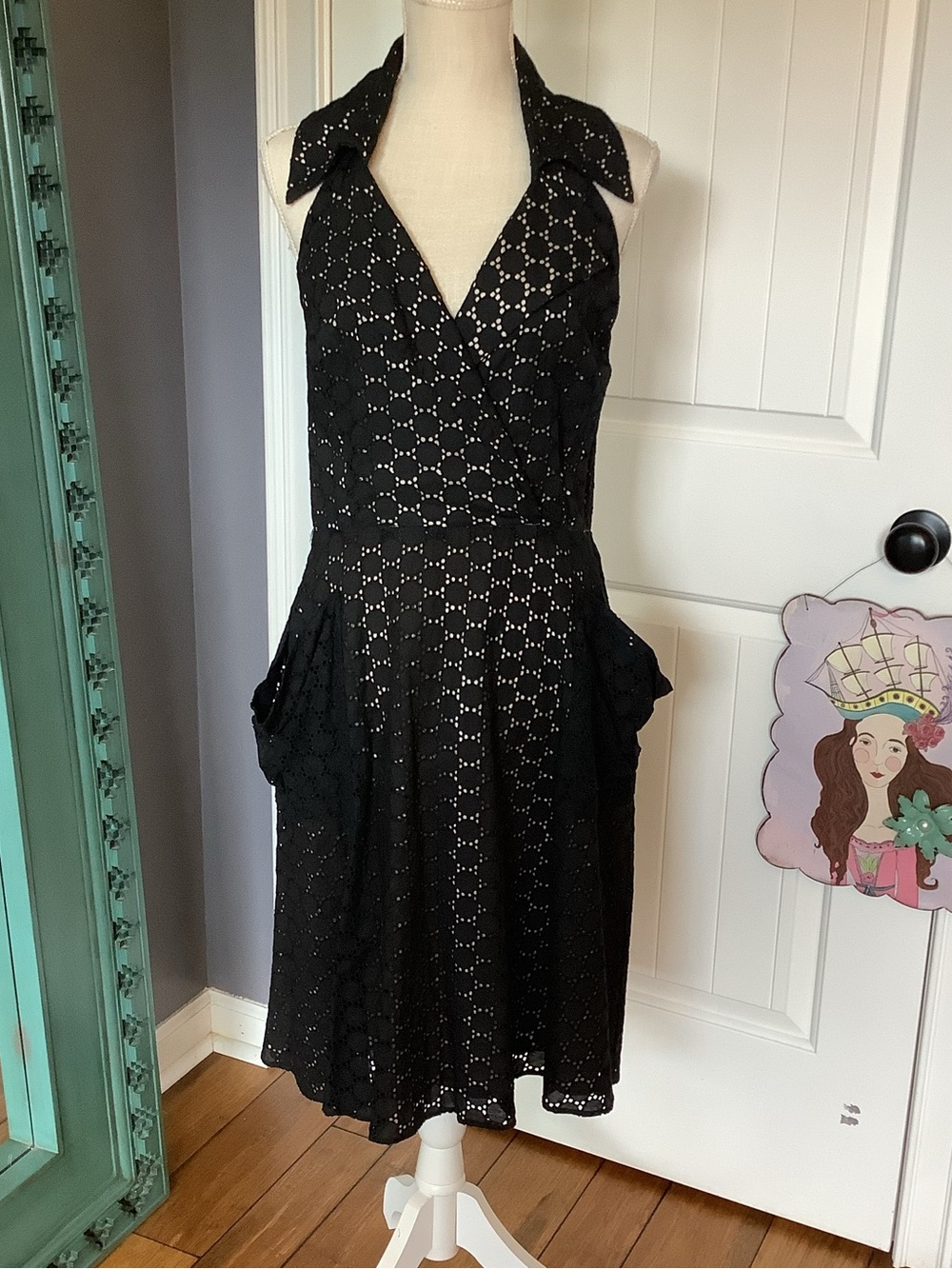 Steve Madden‎ Black Eyelet Halter Dress - NWT